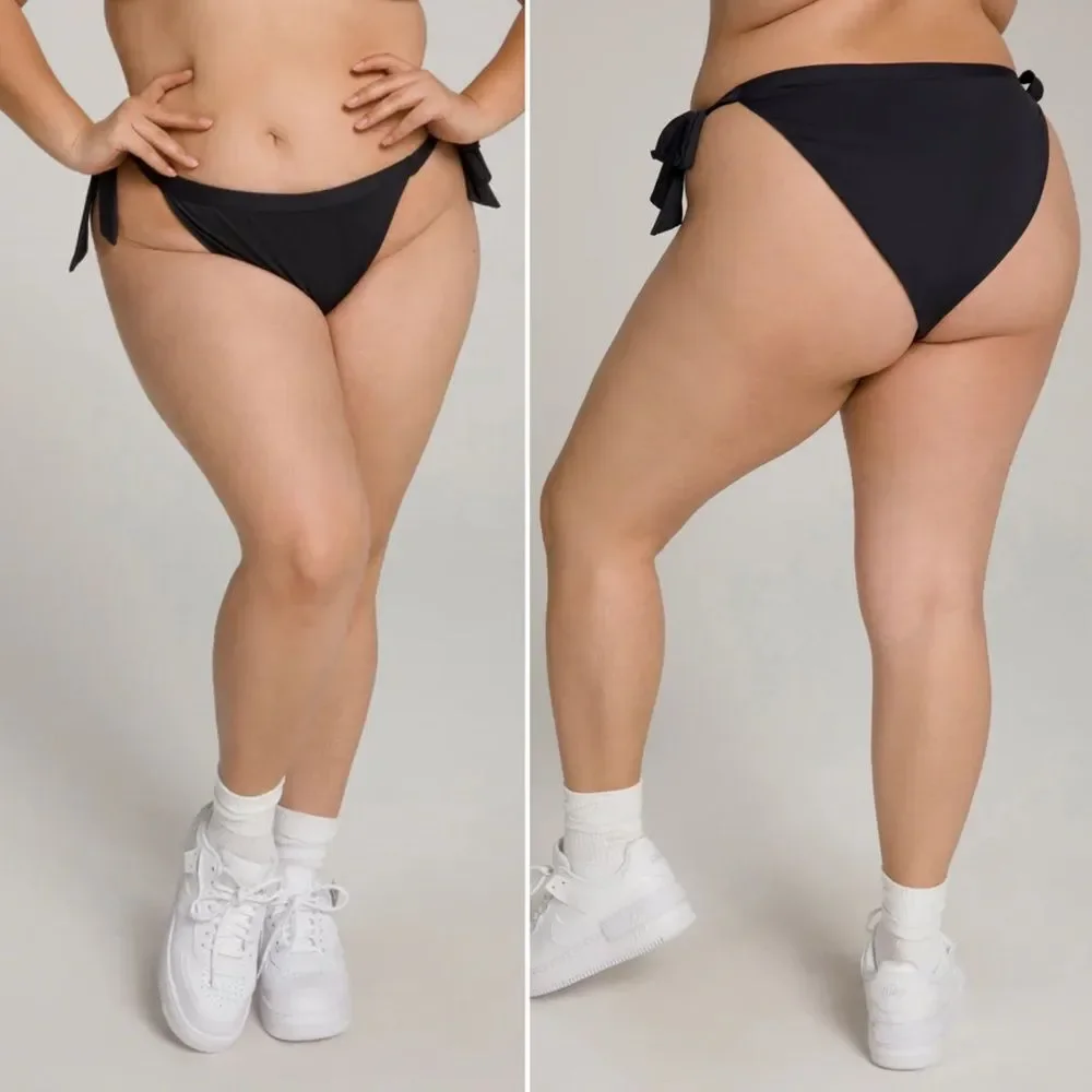 NWT Good American Size 2XL Black Hip Hug Ties at Side Bottom Bikini